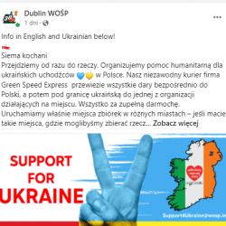 Organizacje polonijne w Irlandii organizują pomoc dla Ukraińców