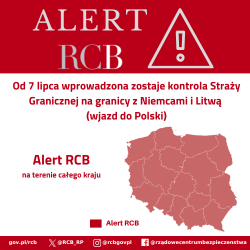 Kontrole na granicy Polski z Litwą. Alert RCB do wszystkich mieszkańców kraju