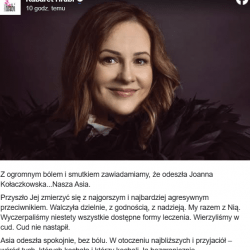 Joanna Kołaczkowska nie żyje
