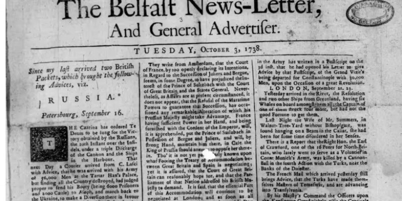 The Belfast News Letter - najstarsza na świecie gazeta w języku angielskim dostępna online